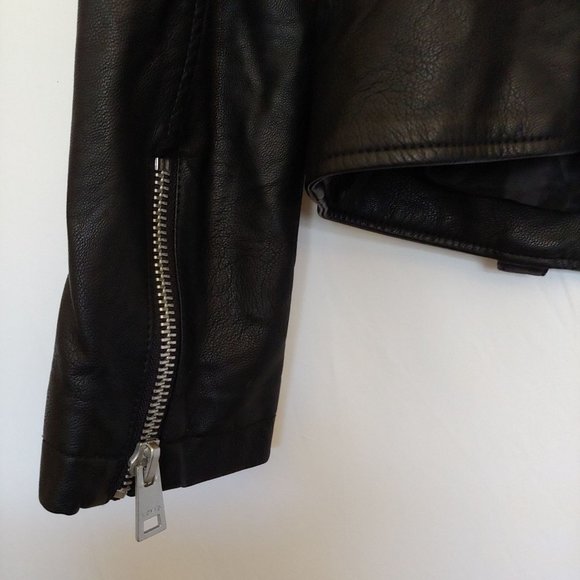 Levi's faux leather bomber jacket painted Saints & Sinners graphic on back.  Med - Picture 10 of 16